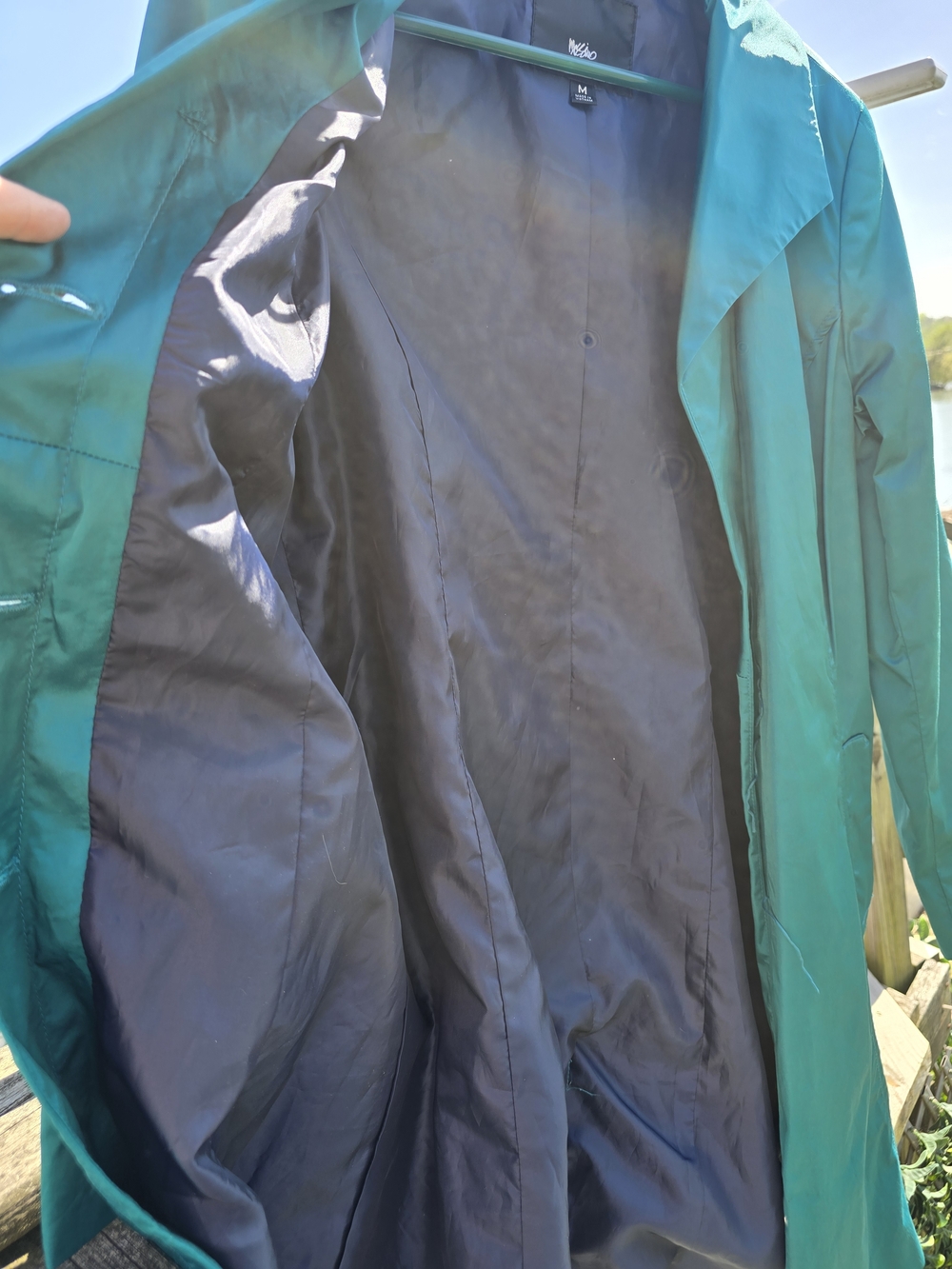 Mossimo Supply Co. Teal Trench Coat - Picture 4 of 7